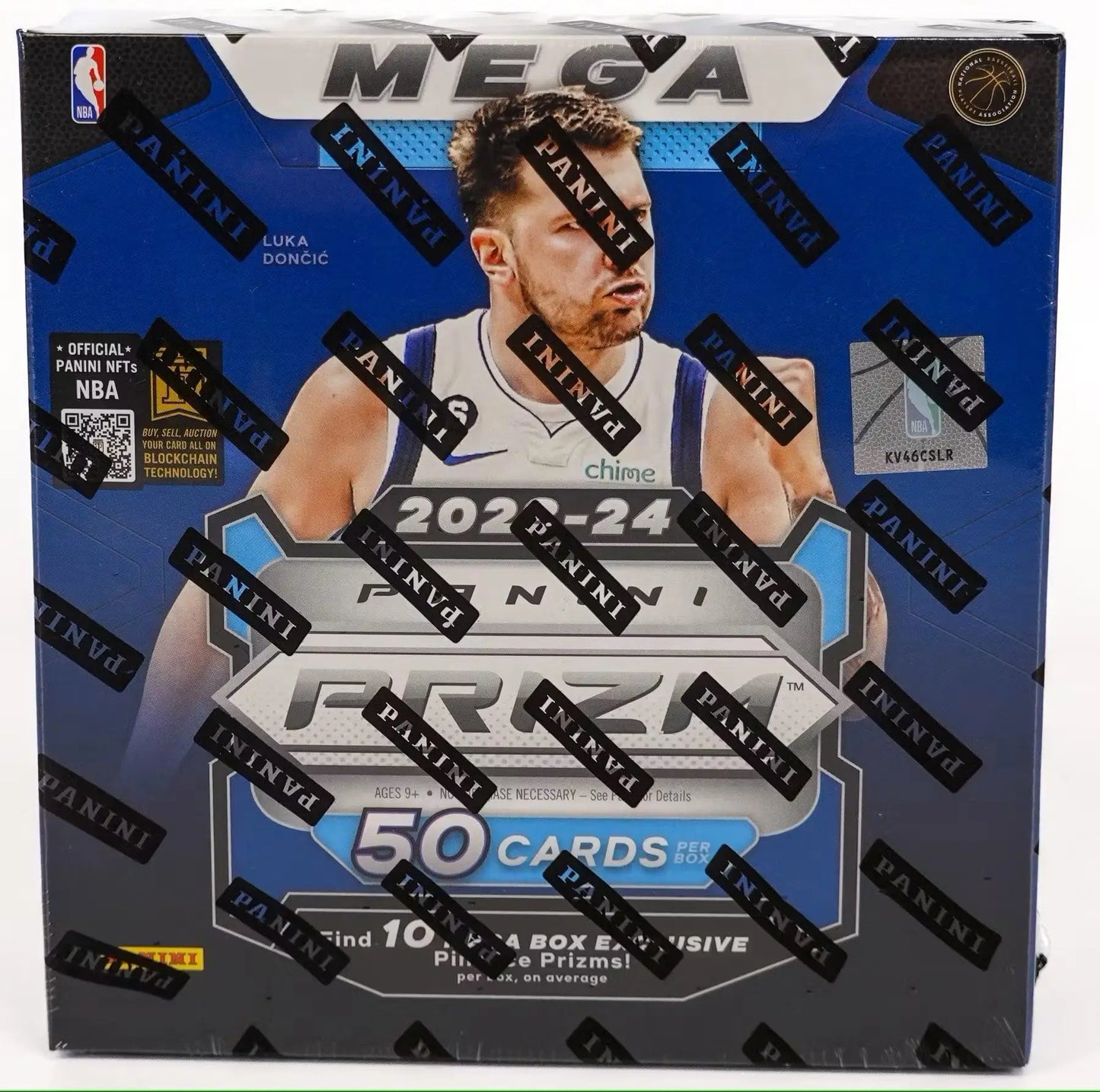 2023/24 Panini Prizm Basketball Mega Box featuring Pink Ice Prizms and player cover art