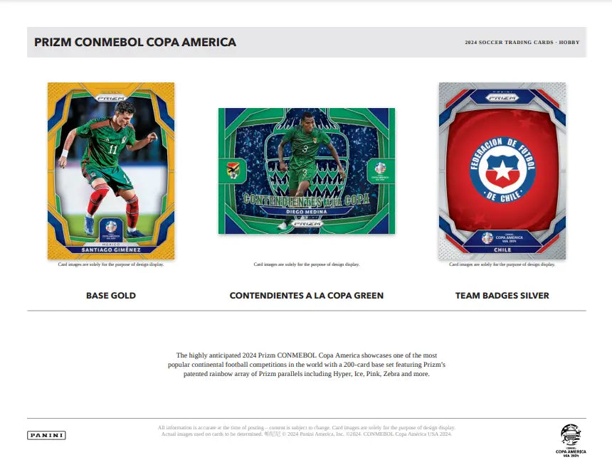 Soccer trading cards from Panini Prizm Copa America 2023-24 Hobby Box
