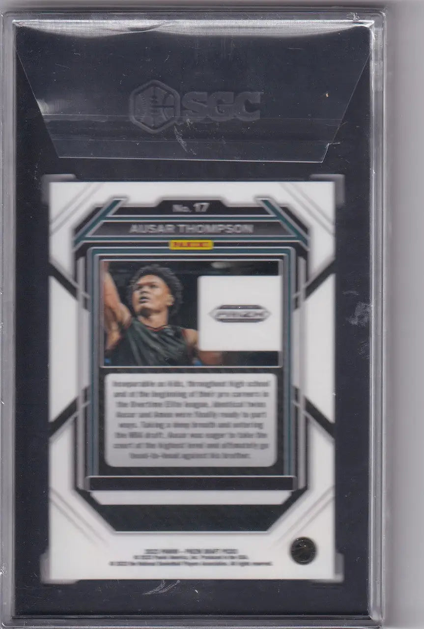 Encased Ausar Thompson basketball card from 2023-24 Panini Prizm Draft Picks SGC 10
