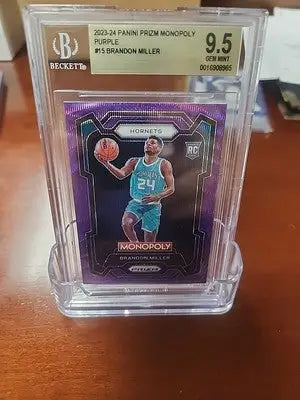 Brandon Miller Panini Prizm Monopoly Purple basketball card Gem Mint display