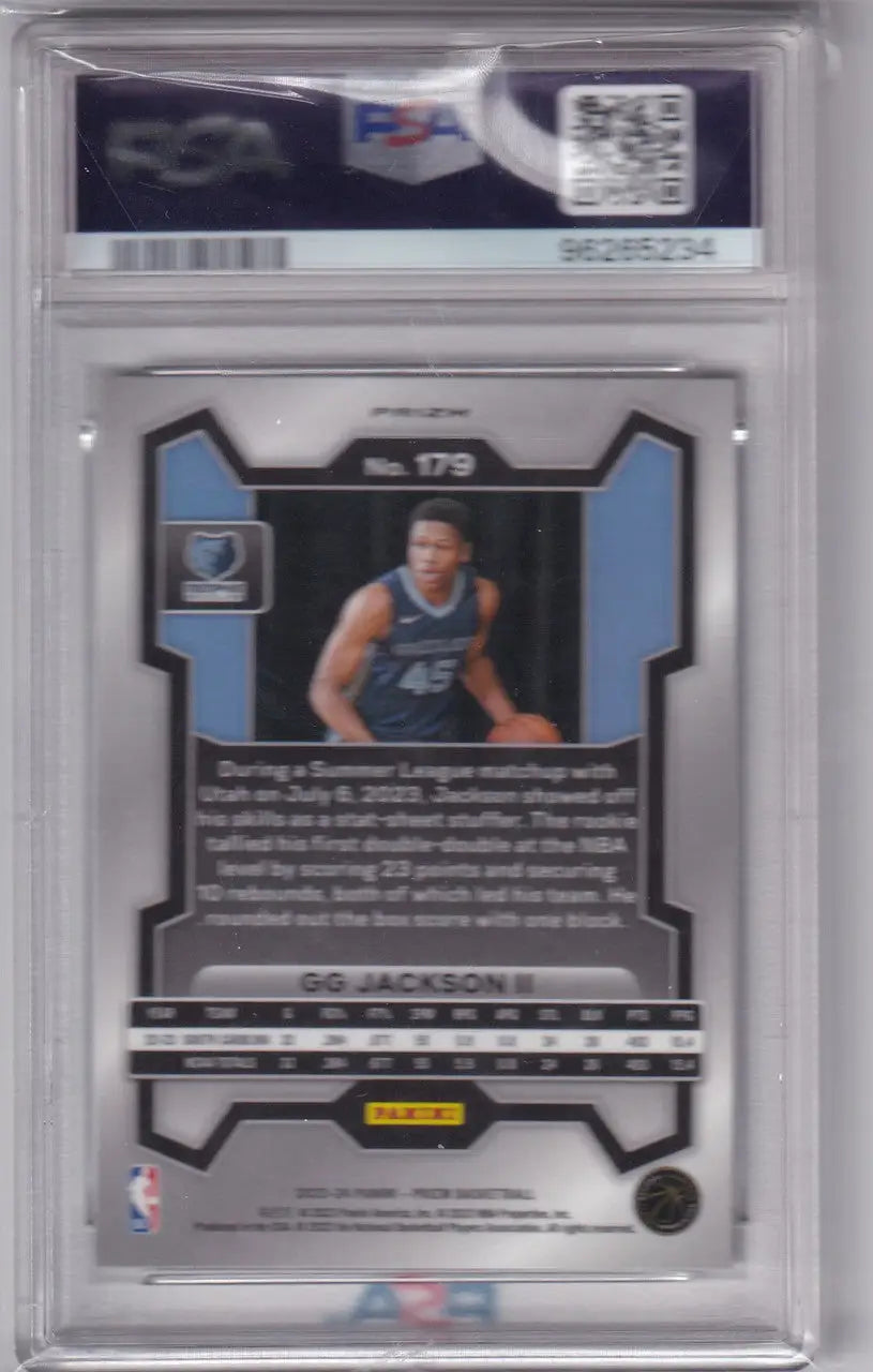 Graded GG Jackson II basketball card from 2023-24 Panini Prizm Silver PSA 10 Memphis Grizzlies