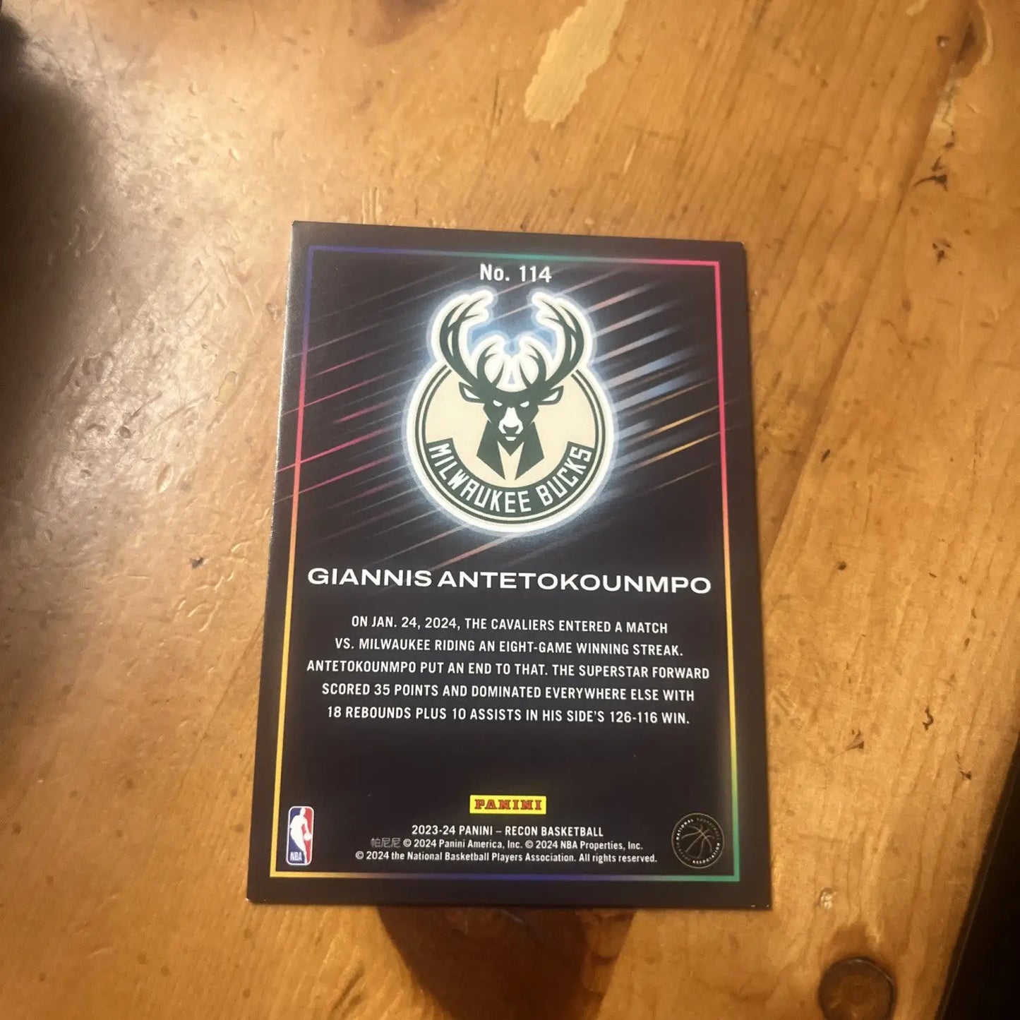 2023-24 Panini Recon #114 Giannis Antetokounmpo sports trading card image