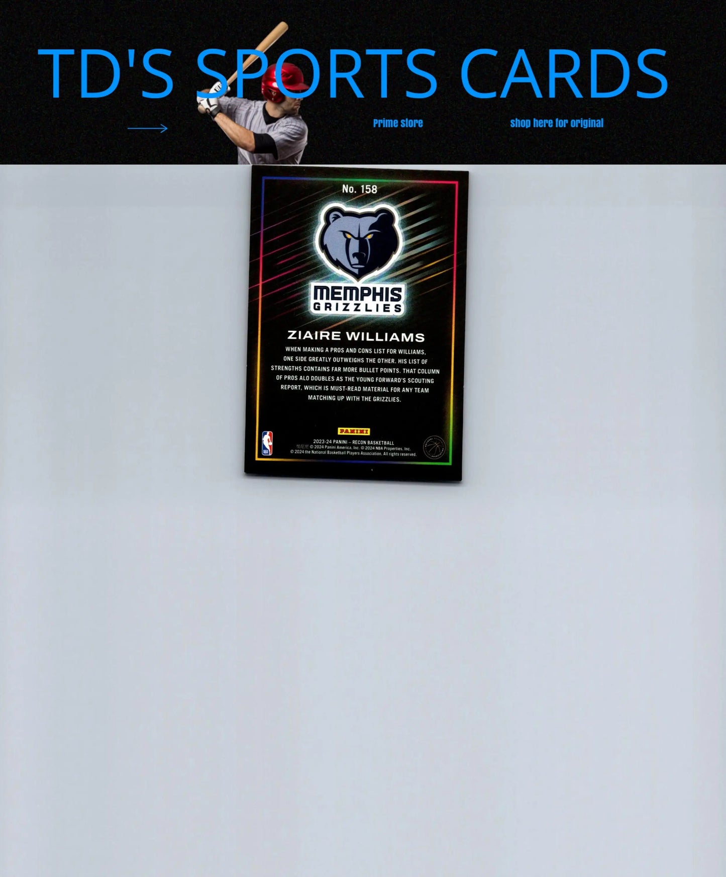 Ziaire Williams basketball card from 2023-24 Panini Recon #158 Holo collectible