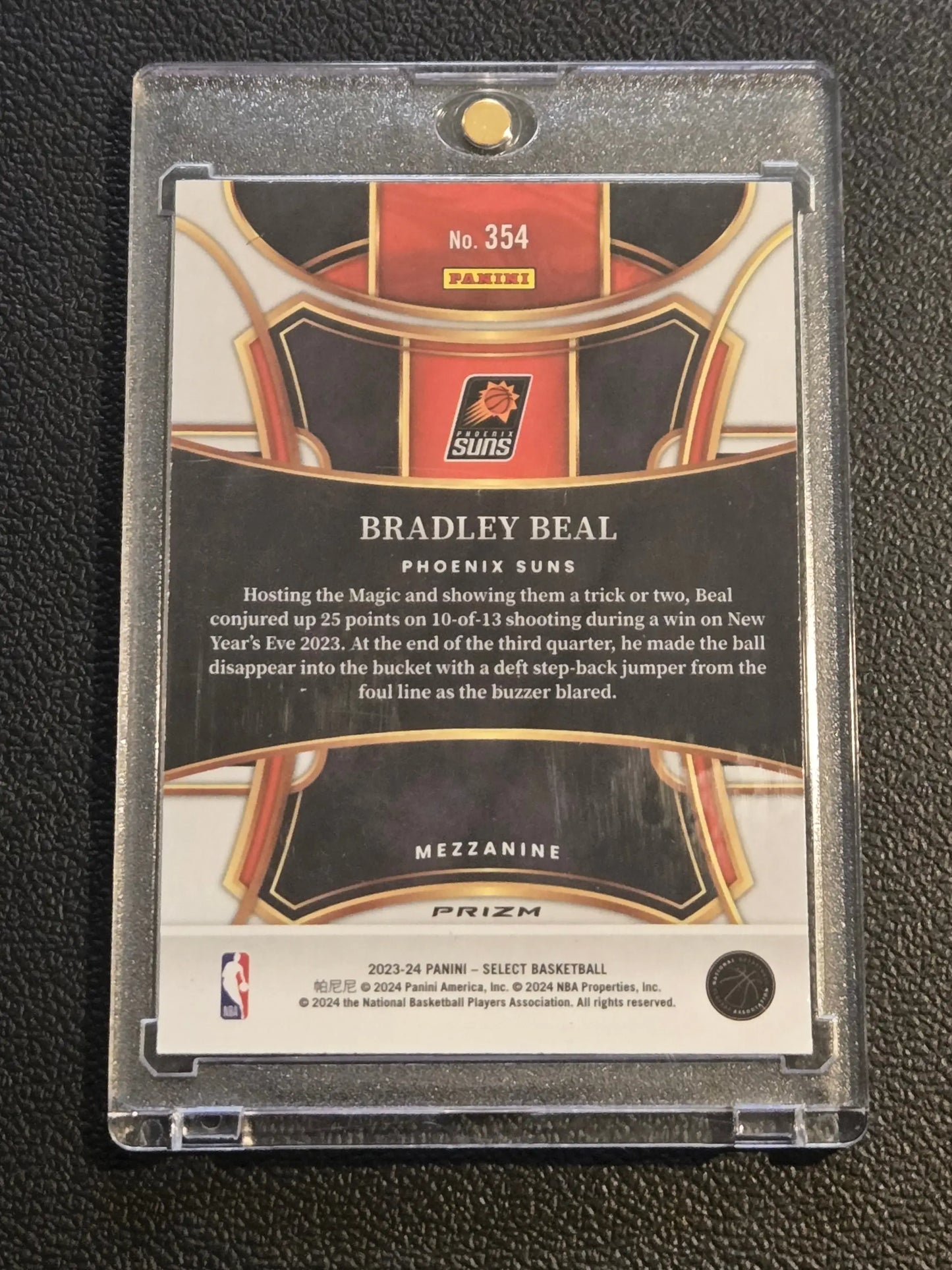 Bradley Beal Zebra Prizms basketball trading card in protective case for 2023-24 Panini Select