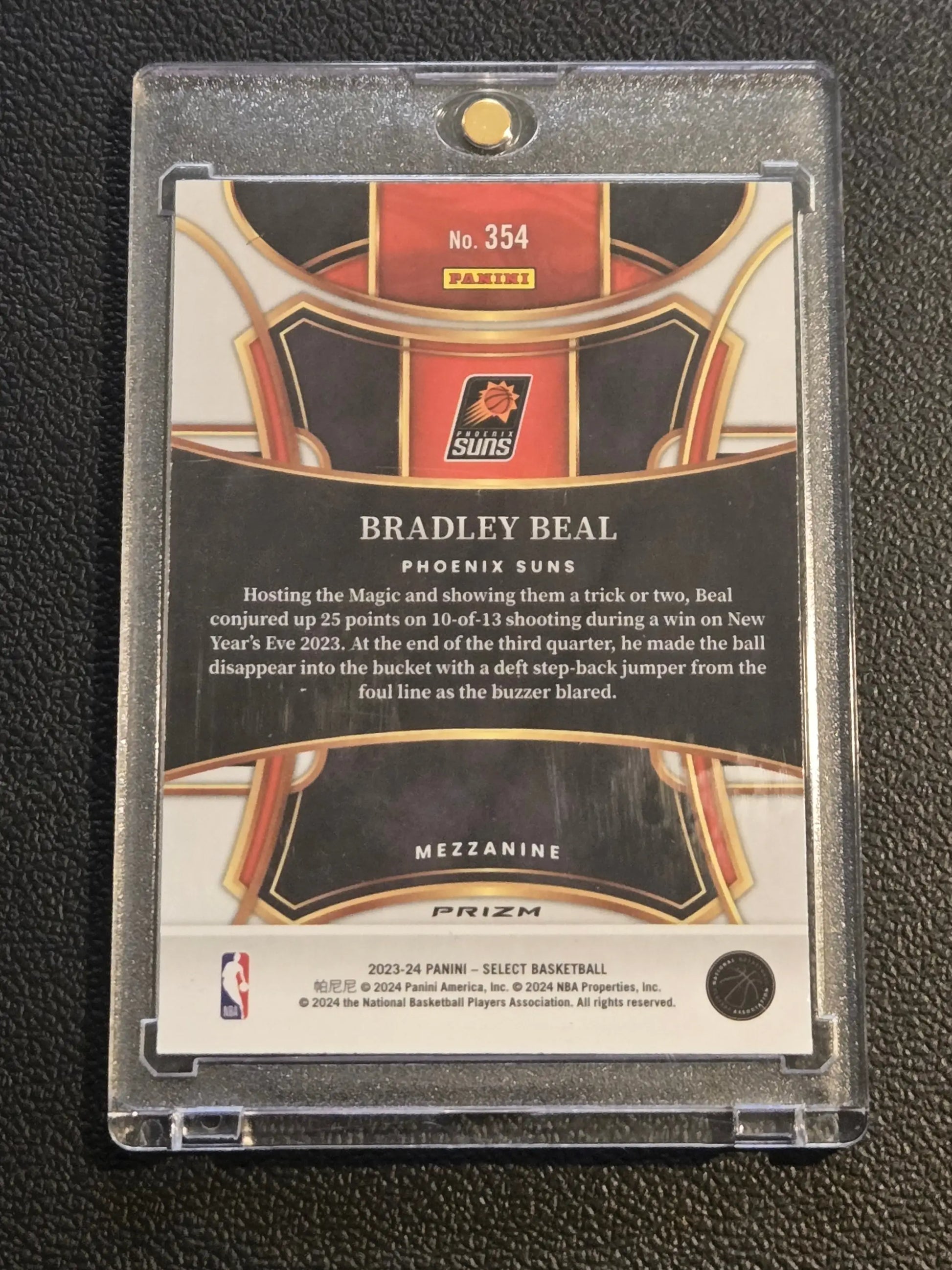Bradley Beal Zebra Prizms basketball trading card in protective case for 2023-24 Panini Select