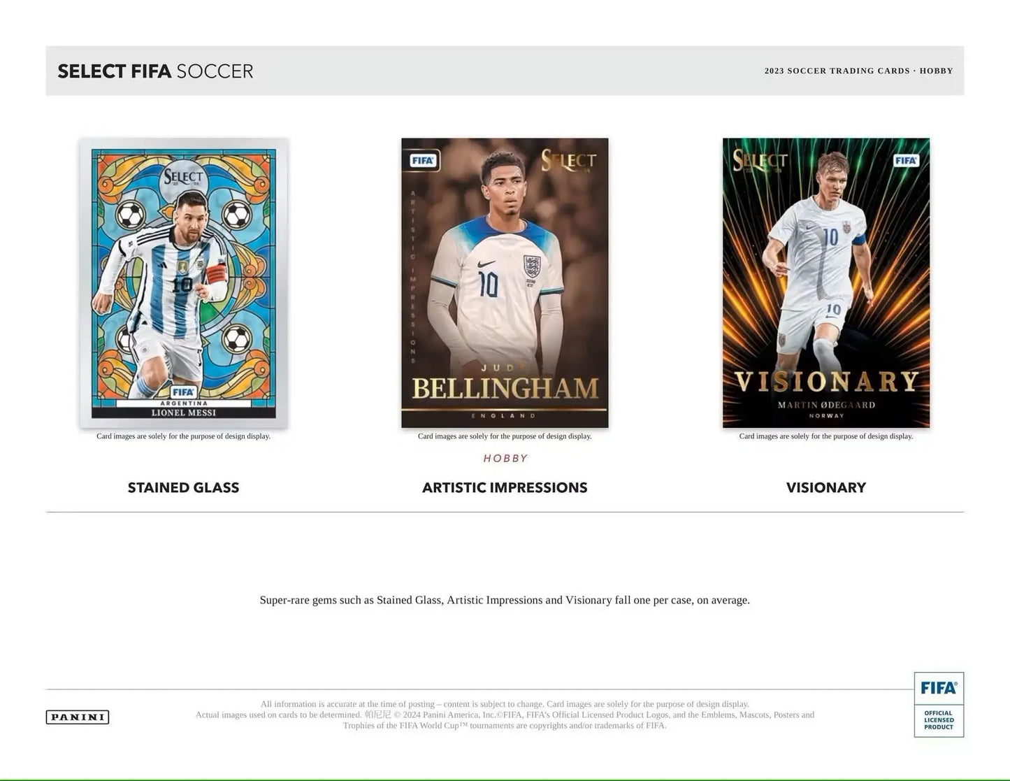Soccer trading cards from the 2023-24 Panini Select FIFA Soccer Hobby Box