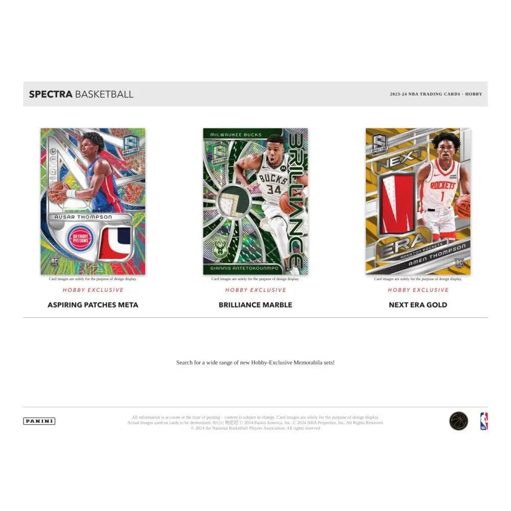 Basketball trading cards inside the 2023-24 Panini Spectra Basketball Hobby Box