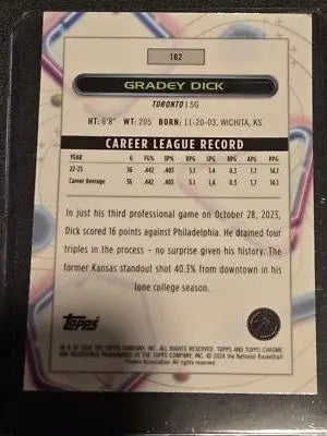 2023-24 Topps Chrome Cosmic Grady Dick basketball card in collectible trading card collection