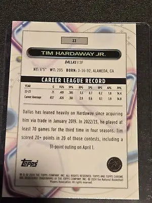 Tim Hardaway Jr. basketball card from 2023-24 Topps Chrome Cosmic series
