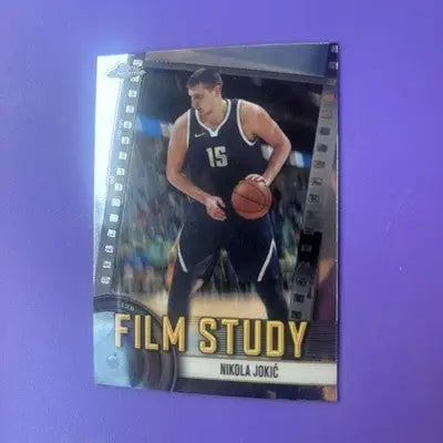 Basketball trading card featuring Nikola Jokić in Topps Chrome Film Study design