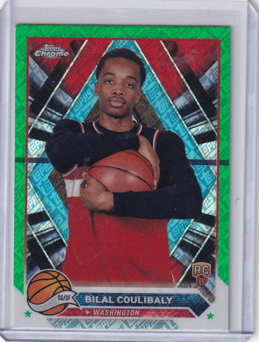 2023-24 Topps Chrome Green Bilal Coulibaly Rookie Card Washington Wizards