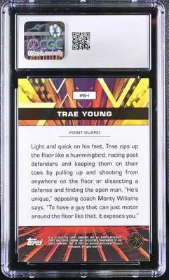 Graded Trae Young basketball card from 2023 Topps Chrome Trae collection CGC 9