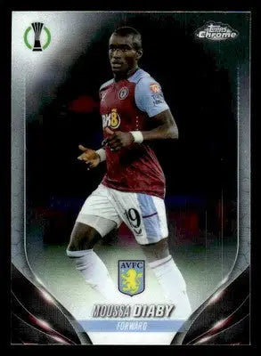 Chrome UEFA Club Moussa Diaby trading card in maroon and light blue jersey
