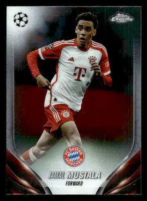 Jamal Musiala soccer trading card from 2023-24 Topps Chrome UEFA Club Competitions