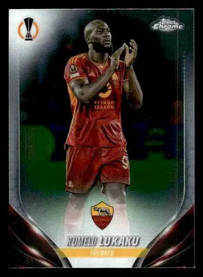 Trading card featuring Romelu Lukaku from 2023-24 Topps Chrome UEFA Club Competitions
