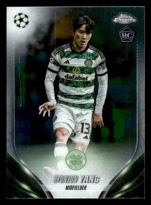UEFA Club Hyunjun Yang Topps Chrome UEFA soccer trading card in green and white jersey