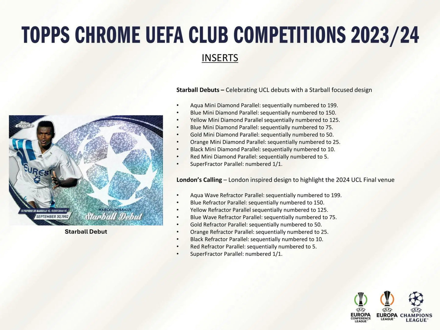 Topps Chrome UEFA Club Competitions trading card insert with wave refractor parallel