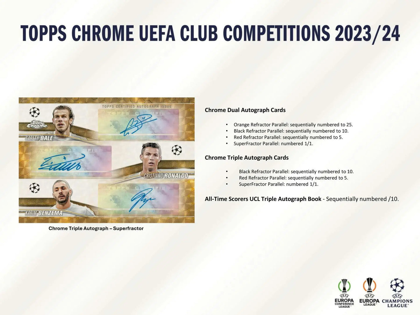 2023-24 Topps Chrome UEFA Club Competitions autograph cards with wave refractor parallel