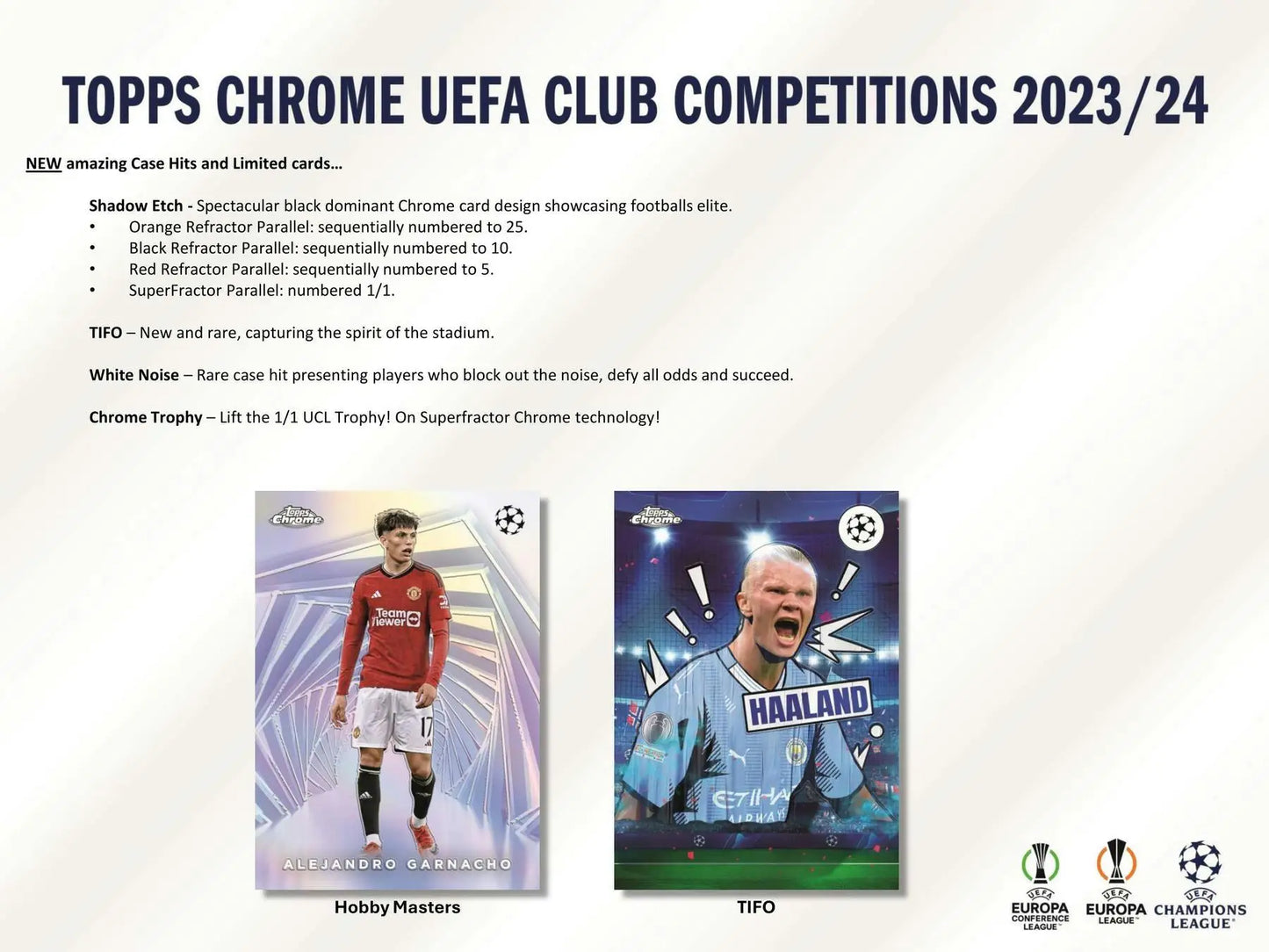 2023 24 Topps Chrome UEFA Club Competitions Soccer Hobby Jumbo Box with wave, mini diamond, and lazer refractor parallels