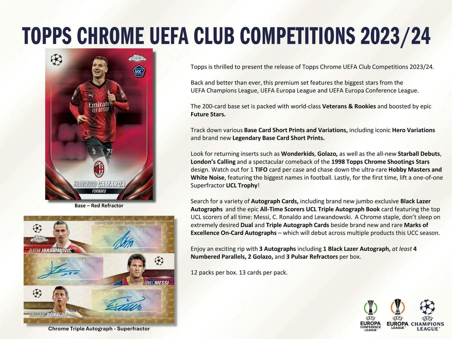 2023-24 Topps Chrome UEFA Club Competitions soccer trading cards with wave refractor parallel