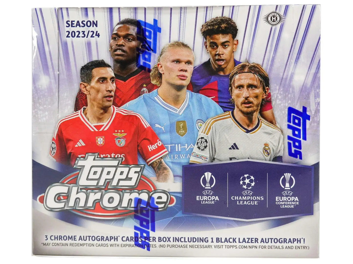 2023 24 Topps Chrome UEFA Club Competitions Soccer Hobby Jumbo Box with wave refractor parallel