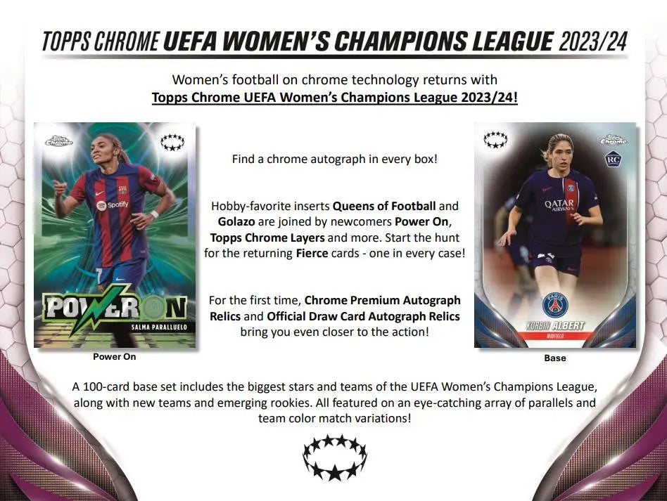 Topps Chrome UEFA Women’s Champions League 2023/24 trading card collection advertisement