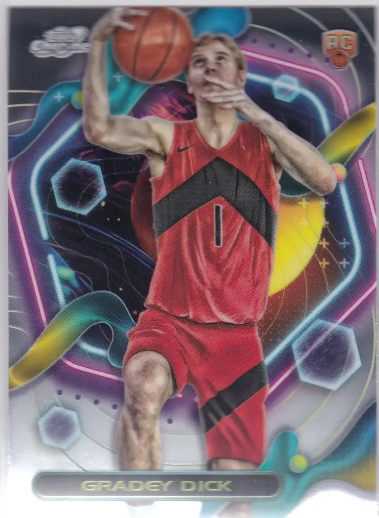 Gradey Dick basketball card from 2023-24 Topps Cosmic Chrome #162 RC Toronto Raptors
