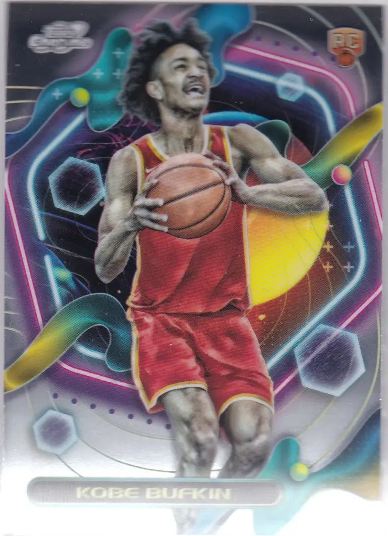Kobe Bufkin basketball card from 2023-24 Topps Cosmic Chrome RC Atlanta Hawks