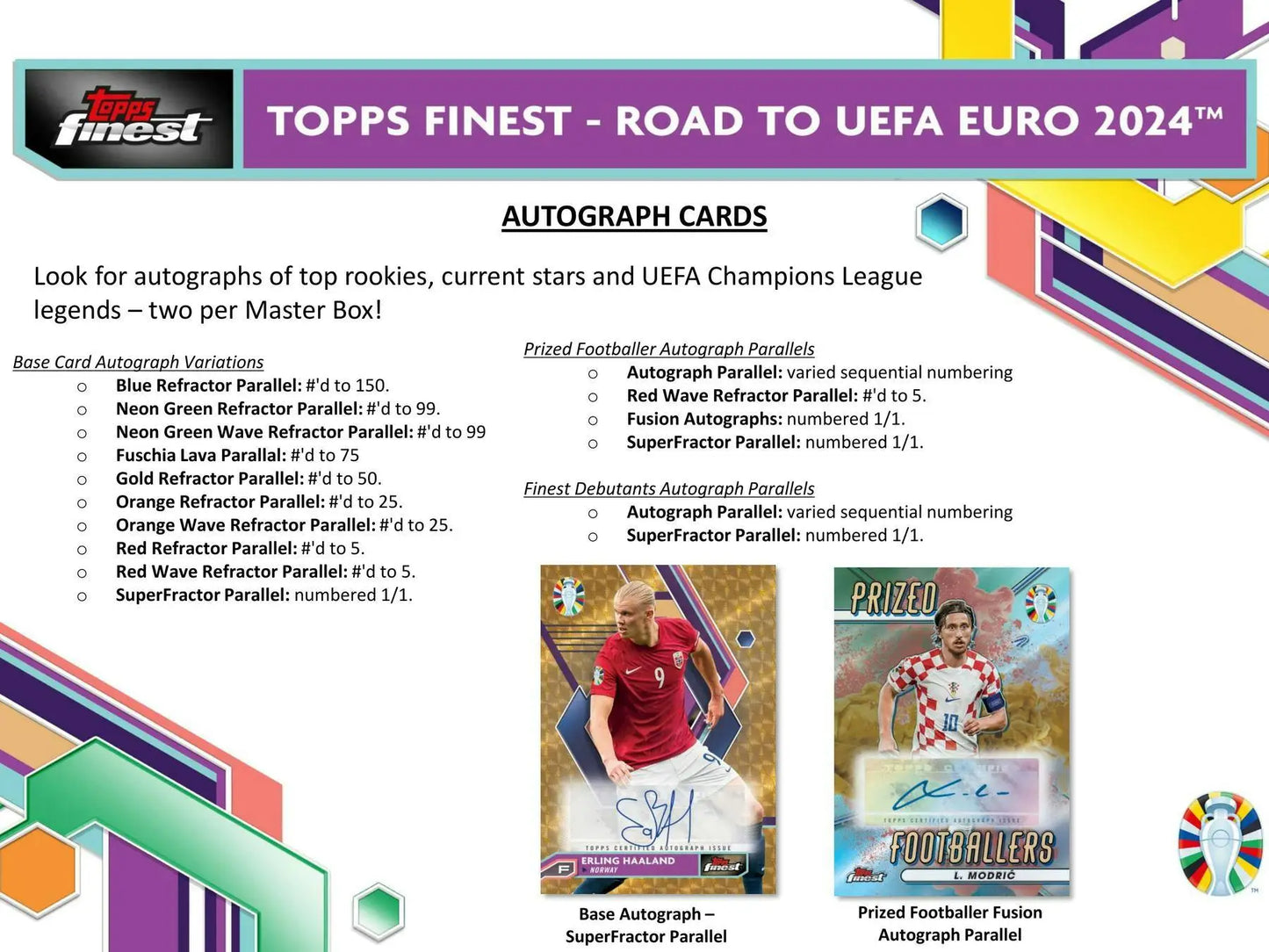Autograph trading card from 2023-24 Topps Finest Road to UEFA Euro Soccer with gold refractor parallel