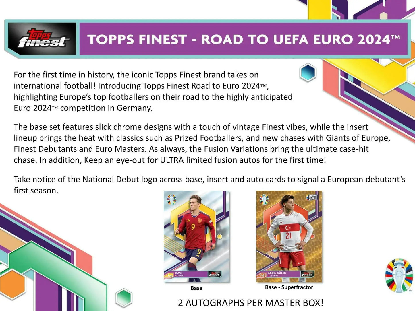 2023-24 Topps Finest Road to UEFA Euro 2024 soccer hobby box with gold refractor and superfractor parallels