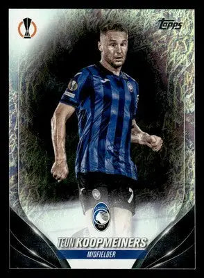 Collectible soccer trading card of Teun Koopmeiners in Atalanta BC jersey from 2023-24 Jade Edition UEFA
