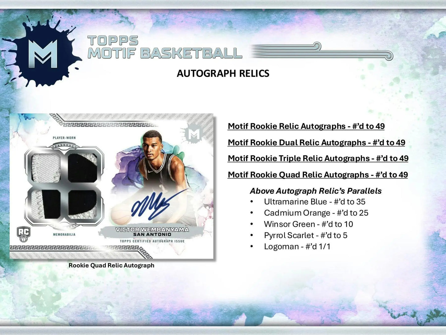 Topps Motif Basketball autograph relics card from 2023-24 Topps Motif Basketball Hobby Box