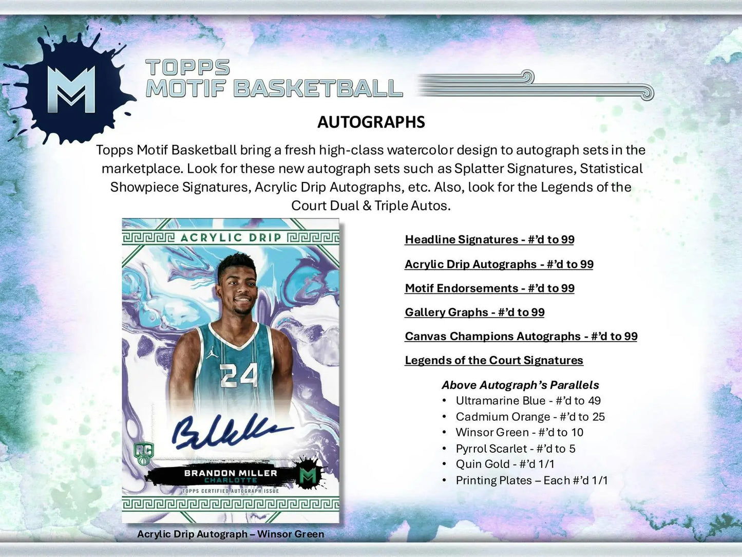 Topps Motif Basketball autograph card from 2023-24 Topps Motif Basketball Hobby Box