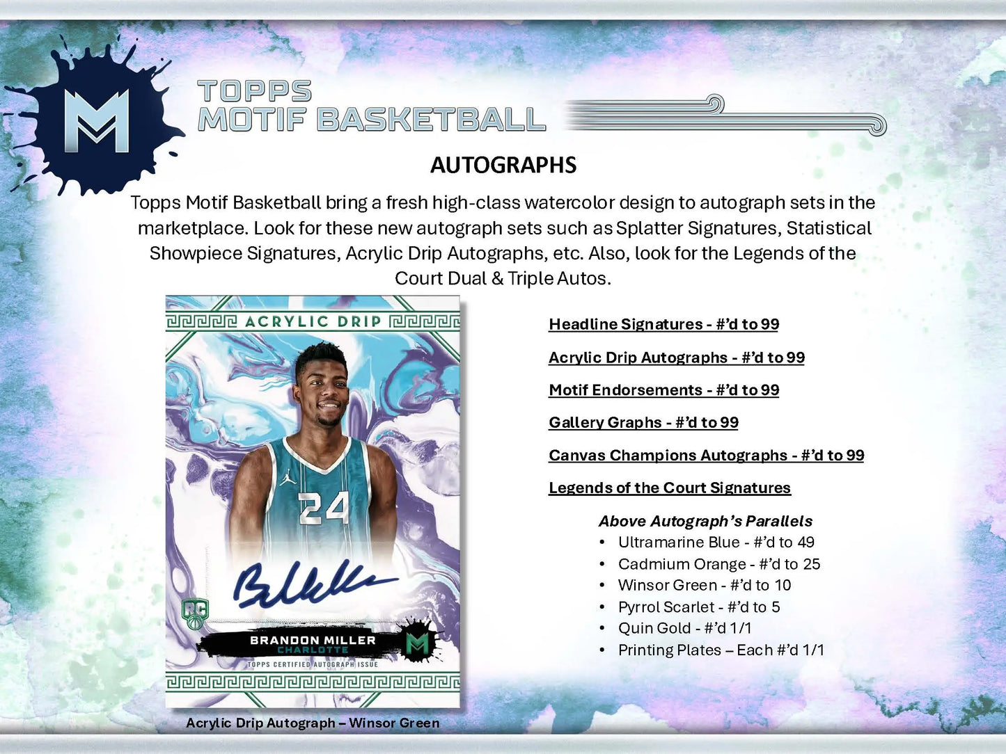 Topps Motif Basketball autograph card from 2023-24 Topps Motif Basketball Hobby Box