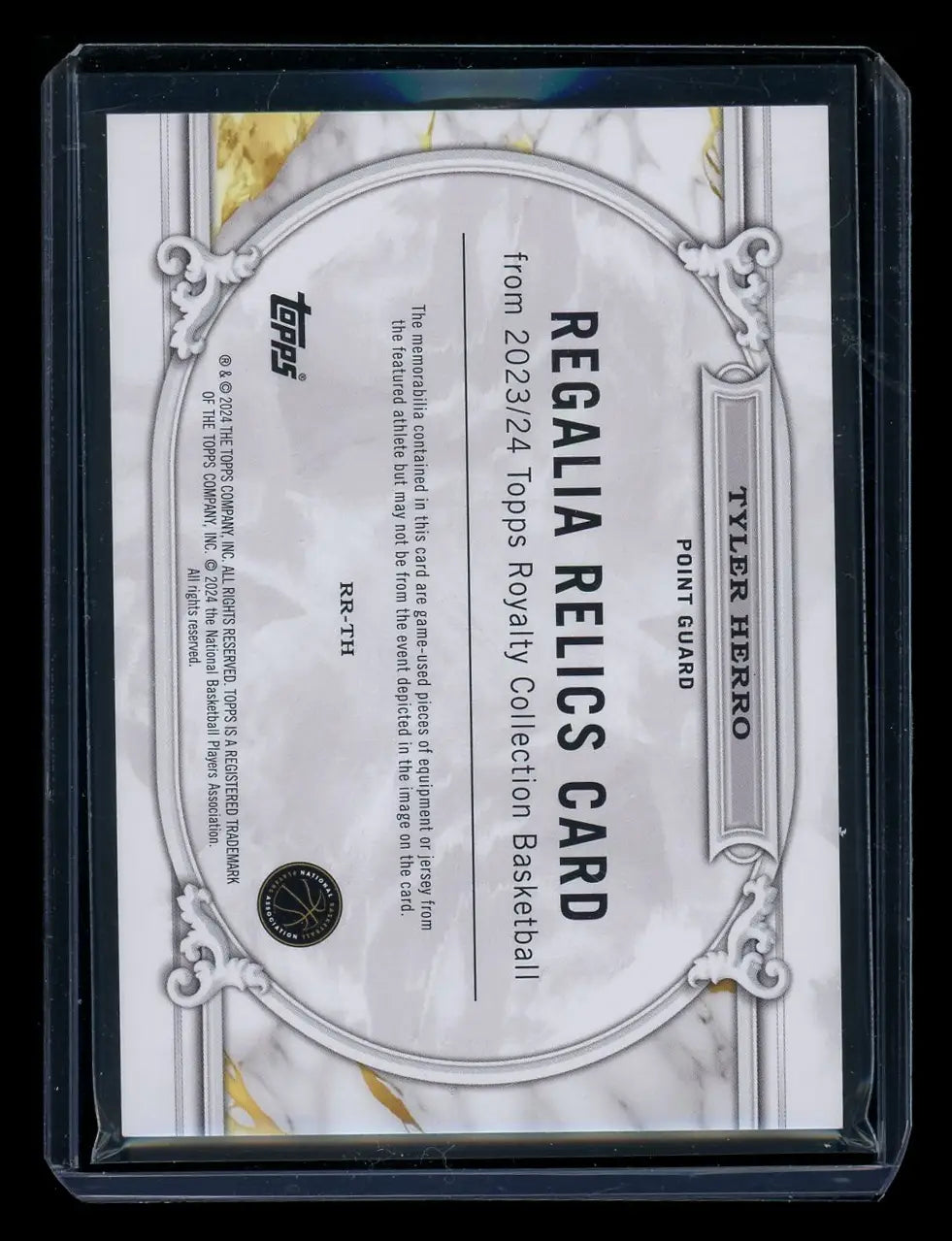 Basketball trading card from Topps Royalty Collection Regalia featuring Tyler Herro relic