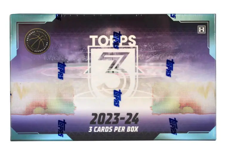 2023-24 Topps Three Basketball Card Box featuring Topps 2023-24 basketball cards