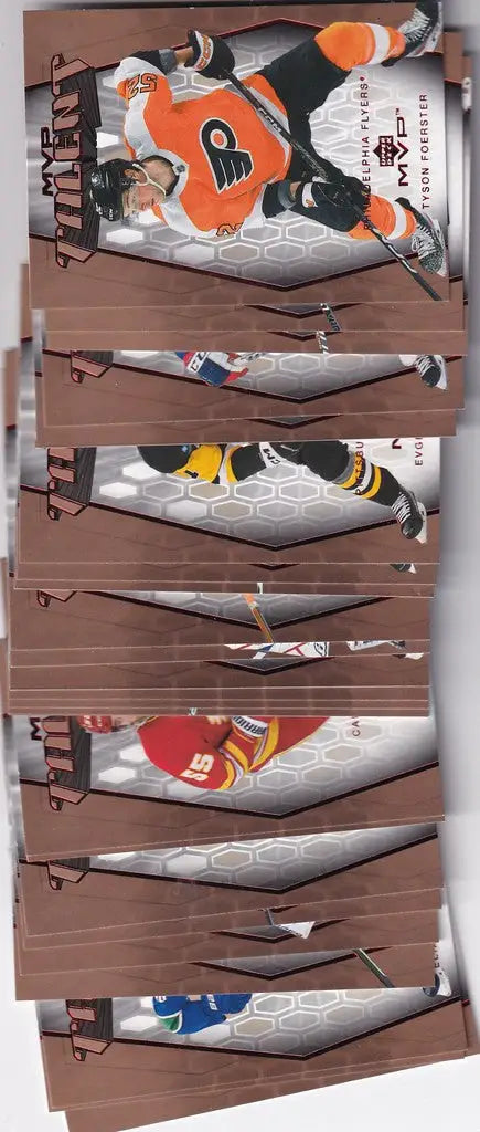 Wooden rack displaying baseball jerseys from Upper Deck 20th Anniversary Subset