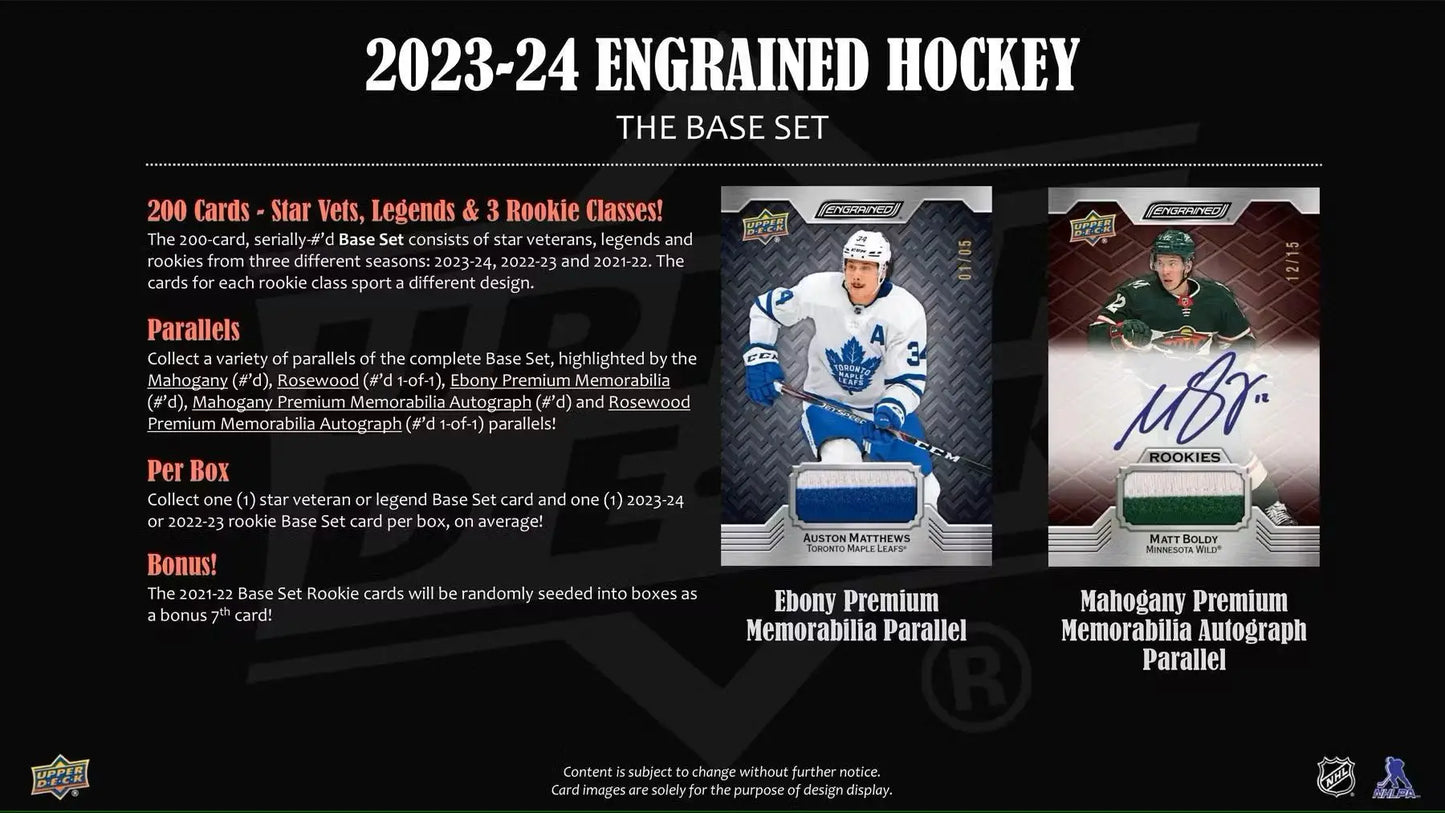 2023-24 Upper Deck Engrained Hockey Hobby Box with signature shots base set and rookie update