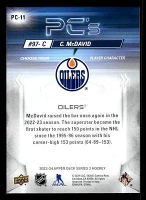 2023-24 Upper Deck PC-11 Connor McDavid hockey card collectible