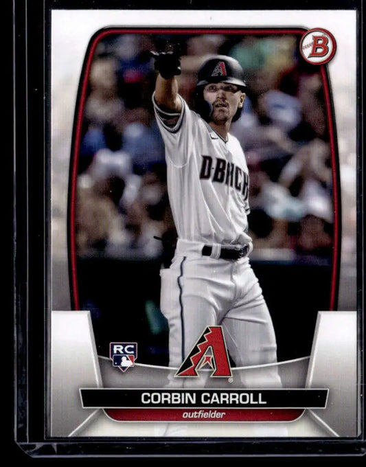 Corbin Carroll NM-MT trading card featuring Arizona Diamondbacks player in home uniform
