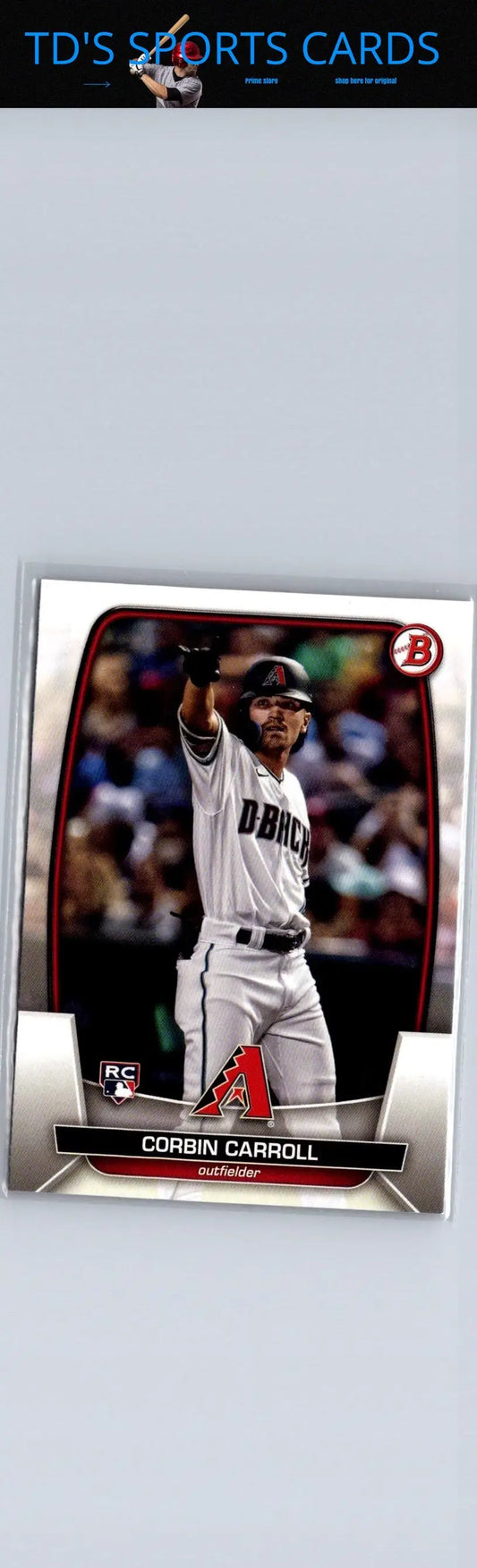 2023 Bowman Corbin Carroll baseball card featuring Corbin Carroll in a collectible product