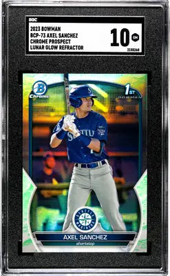 2023 Bowman Axel Sanchez #BCP-73 CHR. Pros. Lunar Glow Refractor Baseball SGC 10