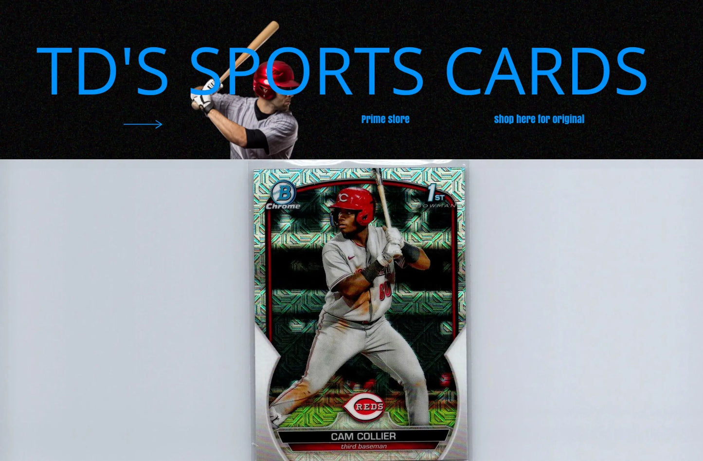 Cam Collier Chrome Prospects Mojo Refractors baseball card from 2023 Bowman series