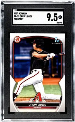 Graded Druw Jones baseball card from 2023 Bowman Druw, SGC 9.5 quality