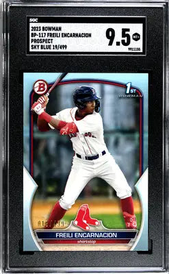Graded Bowman Freili Encarnacion baseball card Sky Blue 19/499 SGC 9.5