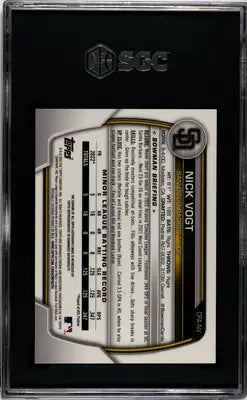 Graded Bowman Nick Vogt trading card with speckle refractor SGC 10 auto display