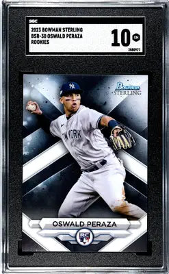 2023 Bowman Sterling Oswald Peraza rookie baseball card graded SGC 10