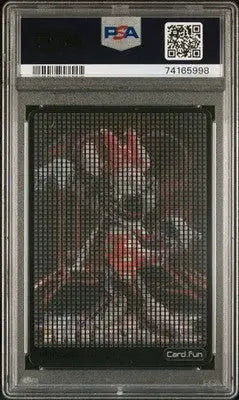 A graded trading card featuring a pixelated character in red and black armor from Disney100 Joyful Lattice