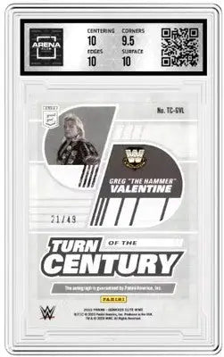 Graded Greg The Hammer Valentine wrestling card from 2023 Donruss Elite WWE featuring WWE Greg Valentine