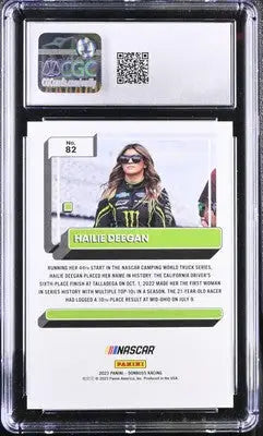 Graded Hailie Deegan NASCAR trading card from 2023 Donruss Hailie Deegan set, CGC 10